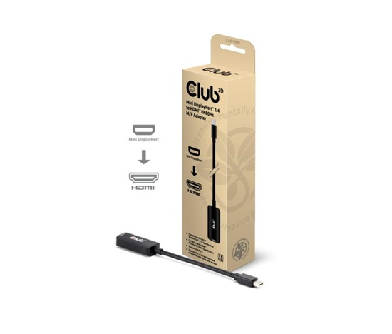 Club3D Adaptér miniDP 1.4 na HDMI, 4K120Hz nebo 8K60Hz HDR10+, M/F, 9cm