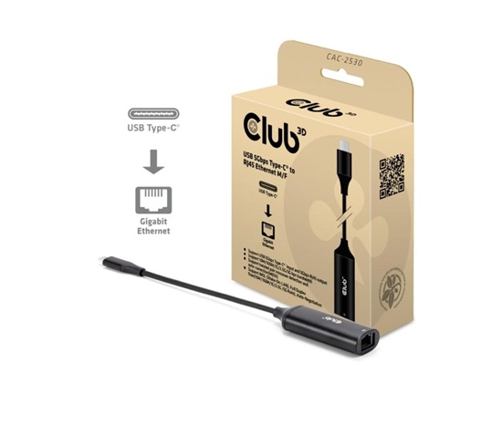 Club3D Adaptér USB-C na RJ45, 5Gb, 24cm