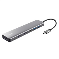 TRUST Dokovací stanice DALYX 7v1, 1xDP, 2xHDMI, 2xUSB-C, 2xUSB, šedá