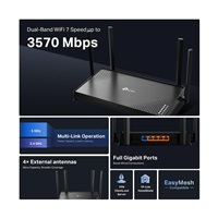 TP-Link Archer BE220 EasyMesh WiFi7 router(BE3600,2,4GHz/5GHz,1xGbEWAN,4xGbELAN)