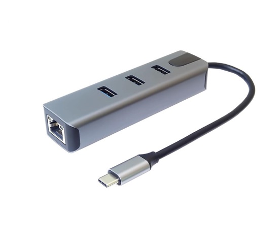 PremiumCord Adapter USB-C na Gigabit 10/100/1000Mbps + 3x USB3.2 konektor