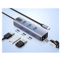 PremiumCord Adapter USB-C na Gigabit 10/100/1000Mbps + 3x USB3.2 konektor