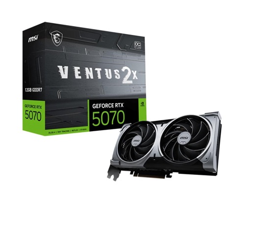 MSI VGA NVIDIA GeForce RTX 5070 12G VENTUS 2X OC, RTX 5070, 12GB GDDR7, 3xDP, 1xHDMI