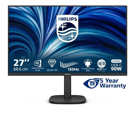 Philips MT 27" 27B2U3601 - 2560x1440,IPS,120Hz,HDMI,DP,USBhub,USB-C,RJ45,Repro,Pivot