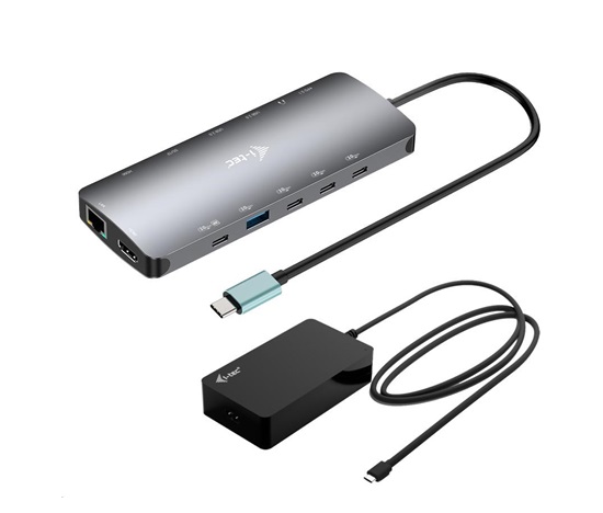 i-tec USB-C Metal Nano 3x Display Dock, 2x HDMI 1x USB-C video,PD 140W + Universal Charger 140 W