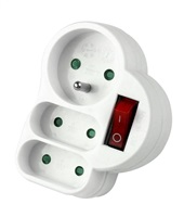 Konnoc DX-FZBK-01/01-2 rozbočka 1xkul.+2xplochá zásuvka s vypínačem