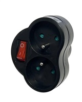 Konnoc DX-R2S rozbočka dvojzásuvka s vypínačem černá