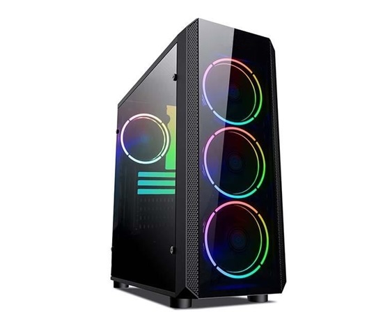 BAZAR - VeinX case Mars MAR01A Mid Tower, bez zdroje, 3xUSB, průhledná bočnice, 4xARGB Fan 120mm, černá, lehce poškozeno