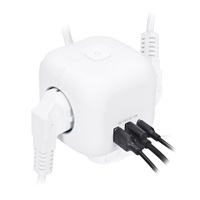 Solight 3z + USB A+C prodlužovací přívod - kostka, kabel 2m, 3 x 1mm2, bílý, vypínač