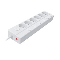 Solight 6z prodlužovací přívod, 3m, 3 x 1mm2, bílý, 6+1 vypínač