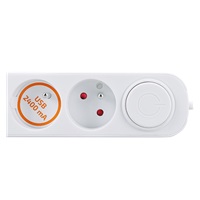 Solight 3z prodlužovací přívod s USB A+C nabíječkou 2.4A, 2m, 3 x 1mm2, bílý, vypínač