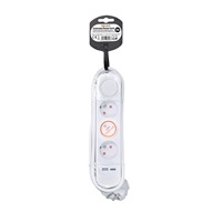 Solight 3z prodlužovací přívod s USB A+C nabíječkou 2.4A, 2m, 3 x 1mm2, bílý, vypínač