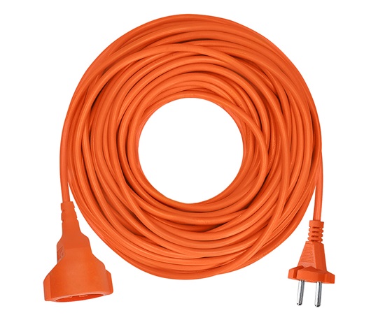 Solight 1z pohyblivý přívod - spojka, 15m, 2 x 1,5mm2, oranžová
