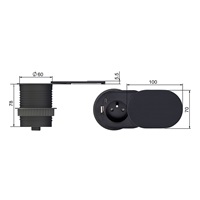 Solight 1z + USB A+C 20W PD vestavná zásuvka s posuvným víčkem, 2m, matná černá