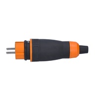 Solight zástrčka do vlhka, přímá, IP44, černá-oranžová