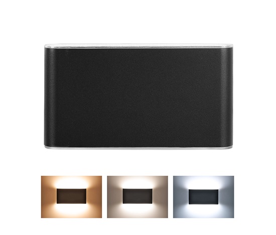 Solight LED venkovní nástěnné osvětlení Modena, 12W, 800lm, 3CCT, černá