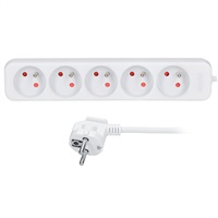 Solight prodlužovací přívod, 5 zásuvek, bílý, 1,5m