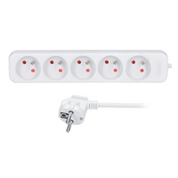 Solight prodlužovací přívod, 5 zásuvek, bílý, 1,5m