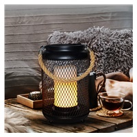 Solight kovová lucerna s LED svíčkou, teplá bílá, 3xAA, černá, 20cm