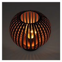 Solight kovová kulatá lucerna se žárovkou s micro LED, teplá bílá, měděná, 3xAA, 19cm