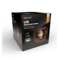 Solight kovová oválná lucerna se žárovkou s micro LED, teplá bílá, měděná, 3xAA, 18cm