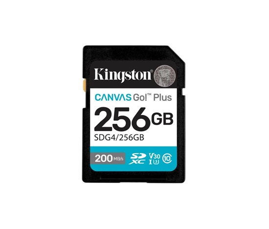 Kingston SDXC karta 256GB Canvas Go! Plus, R:200/W:160MB/s, Class 10, UHS-I, U3, V30
