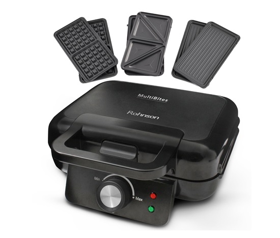Rohnson R-2635 MultiBites sendvičovač, 1000 W, nepřilnavý povrch, regulace teploty, černá
