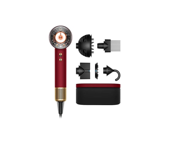 Dyson Supersonic Nural HD16 fén na vlasy, 1600 W, difuzér, 4 teploty, 3 rychlosti, Red Velvet / Gold