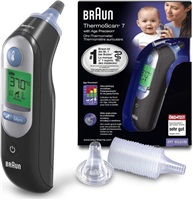 Braun IRT 6520 ThermoScan 7 bezdotykový teploměr, digitální, ušní, paměť na 9 měření, černá