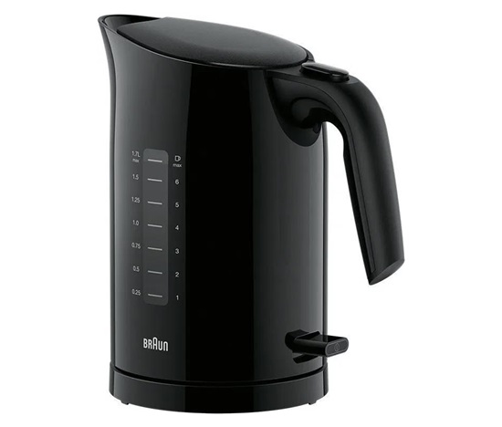 Braun WK 3100 BK PurEase rychlovarná konvice, 2200 W, otočná základna, 1.7 l, automatické vypnutí, černá