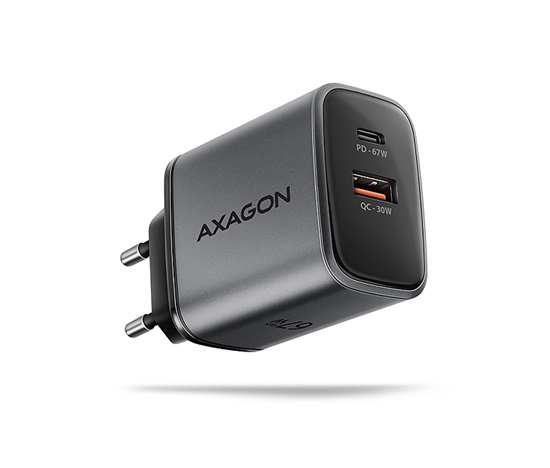 AXAGON ACU-PQ67 GaN nabíjačka do siete 67W, USB-A + USB-C, PD3.0/PPS/QC4+/SFC2.0/Apple