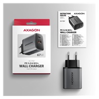 AXAGON ACU-PQ67 GaN nabíjačka do siete 67W, USB-A + USB-C, PD3.0/PPS/QC4+/SFC2.0/Apple