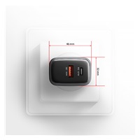 AXAGON ACU-PQ67D GaN nabíjačka do siete 67W, USB-A + USB-C, PD3.0/PPS/QC4+/SFC2.0/Apple, LCD display