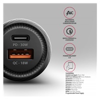 AXAGON PWC-PQ48 nabíjačka do auta 48W, USB-A+USB-C, PD3.0/PPS/QC4+/SFC/Apple