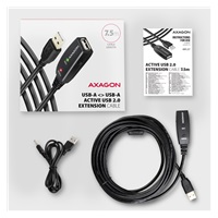 AXAGON ADR-207, USB 2.0 A-M -> A-F aktívny predlžovací / repeater kábel, 7.5m