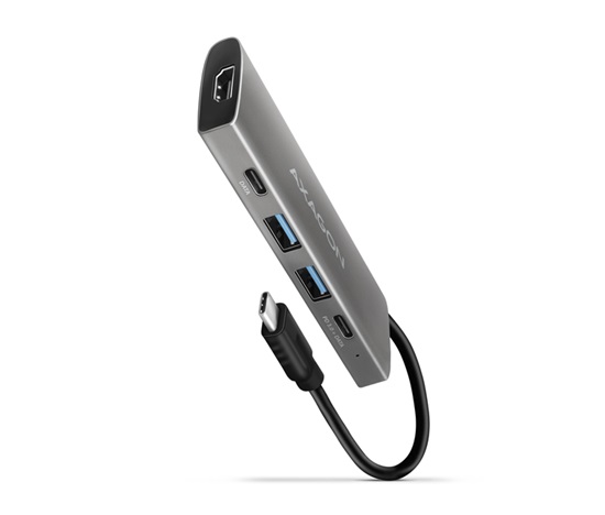 AXAGON HMC-5G21, USB 10Gbps hub, porty 2x USB-A, 2x USB-C, HDMI 4k/30, PD 60W, kábel USB-C 13cm