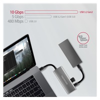 AXAGON HMC-5G21, USB 10Gbps hub, porty 2x USB-A, 2x USB-C, HDMI 4k/30, PD 60W, kábel USB-C 13cm