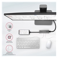 AXAGON HMC-5G21, USB 10Gbps hub, porty 2x USB-A, 2x USB-C, HDMI 4k/30, PD 60W, kábel USB-C 13cm