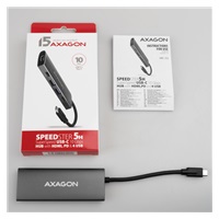 AXAGON HMC-5G21, USB 10Gbps hub, porty 2x USB-A, 2x USB-C, HDMI 4k/30, PD 60W, kábel USB-C 13cm