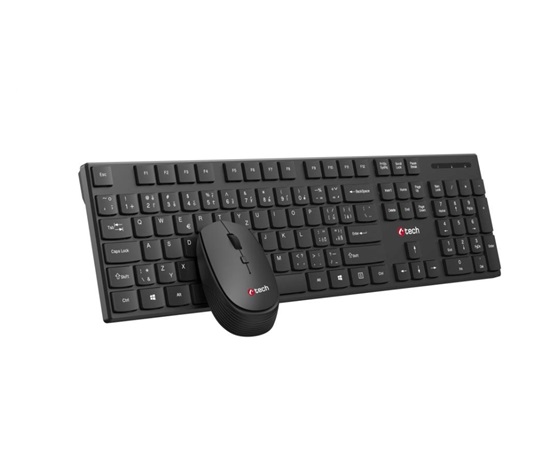 C-TECH klávesnice s myší WLKMC-03, Bezdrátový set 2.4GHz, CZ, Černá
