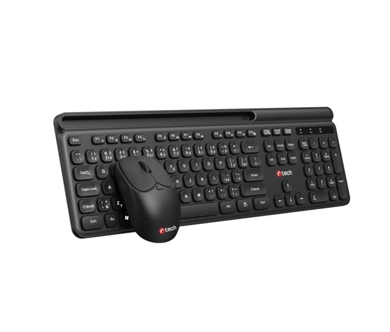 C-TECH klávesnice s myší WLKMC-05B, Bezdrátový set 2.4GHz, CZ, Černá