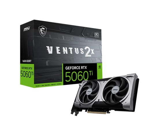 MSI VGA NVIDIA GeForce RTX 5060 Ti 16G VENTUS 2X OC PLUS, RTX 5060 Ti, 16GB GDDR7, 3xDP, 1xHDMI