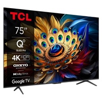 TCL 75C655 75" TV, 4K Ultra HD, QLED, Google TV, HDR, Bluetooth, WiFi, reproduktory ONKYO 2.1 se subwooferem