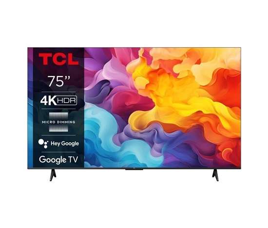 TCL 75V6B 75" TV, 4K Ultra HD, LED, Google TV, Bluetooth, WiFi, Miracast, HDR, Dolby Audio