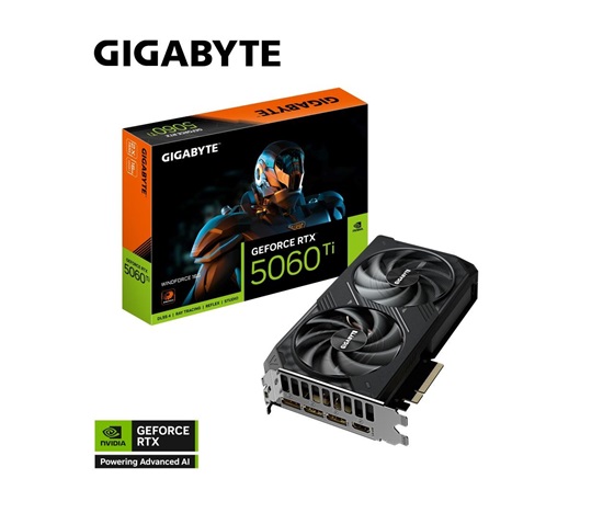 GIGABYTE VGA NVIDIA GeForce RTX 5060 Ti WINDFORCE 16G, 16G GDDR7, 3xDP, 1xHDMI
