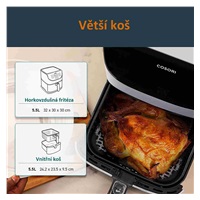 BAZAR Cosori CP158-AF PREMIUM –  5.5L horkovzdušná fritéza + 5x špíz a gril. rošt, white