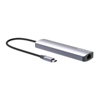 MANHATTAN Dokovací stanice USB-C 7v1, 1xHDMI, 1xUSB-C, 2xUSB, 1xRJ45, čtečka SD karet, šedá