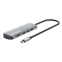 MANHATTAN Dokovací stanice USB-C 9v1, 1xHDMI, 2xUSB-C, 3xUSB, 1xRJ45, čtečka SD karet, šedá