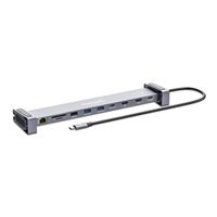 MANHATTAN Dokovací stanice USB-C 10v1, 2xHDMI, 2xUSB-C, 3xUSB, 1xRJ45, čtečka SD karet, šedá
