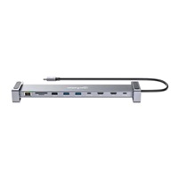 MANHATTAN Dokovací stanice USB-C 10v1, 2xHDMI, 2xUSB-C, 3xUSB, 1xRJ45, čtečka SD karet, šedá